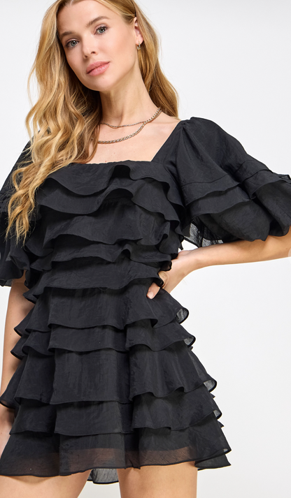 Layered Organza Dress Black