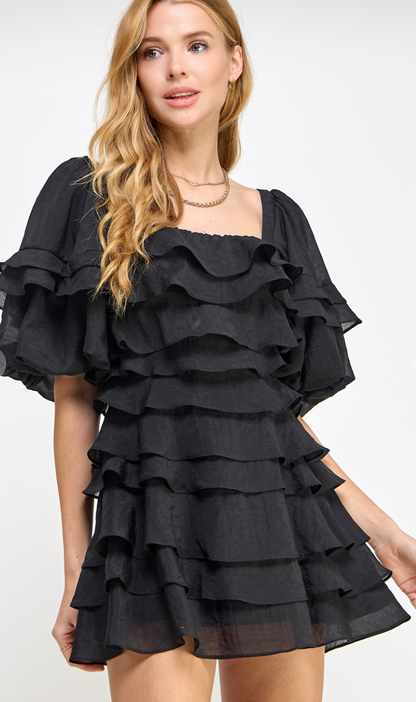 Layered Organza Dress Black