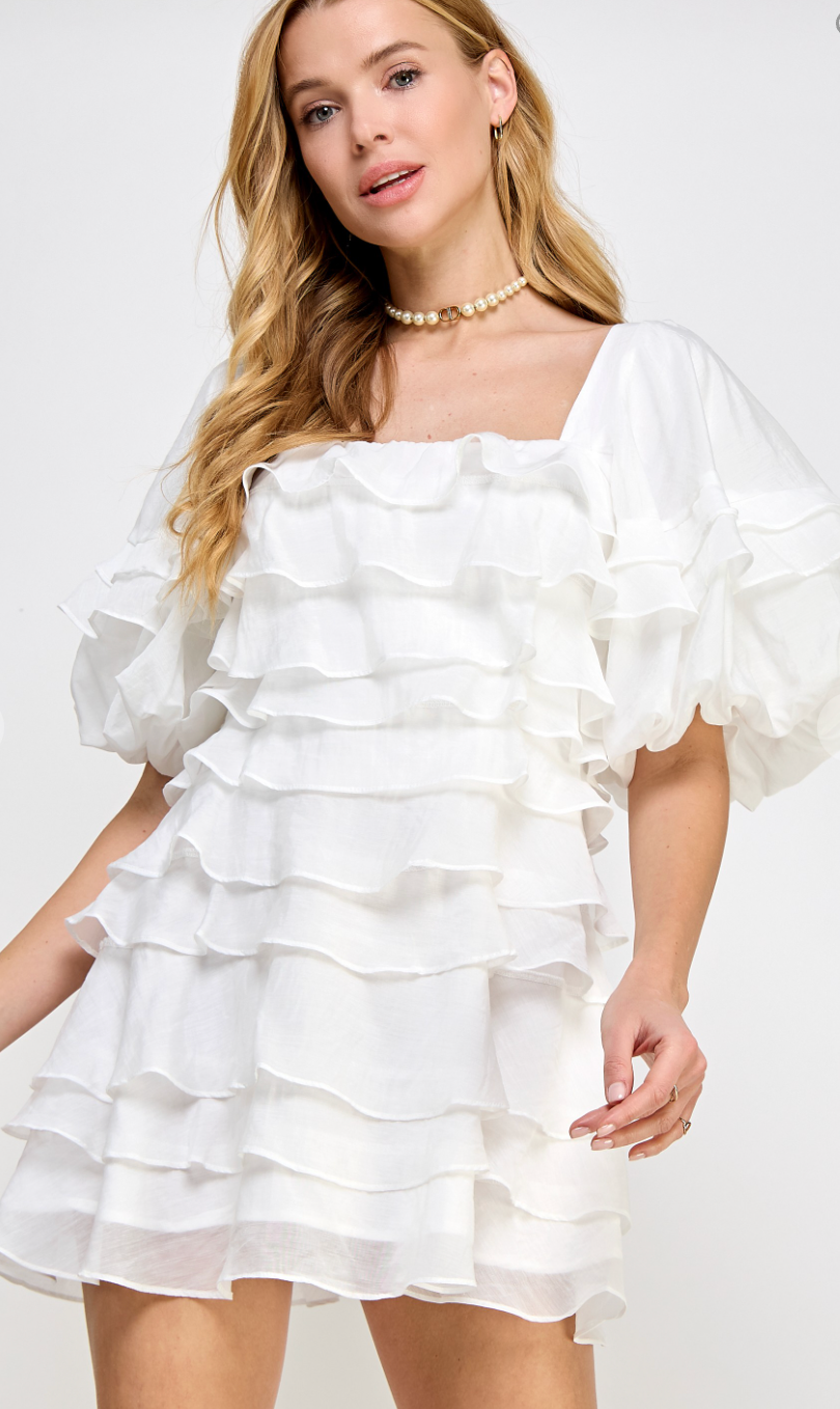 Layered Organza Dress White