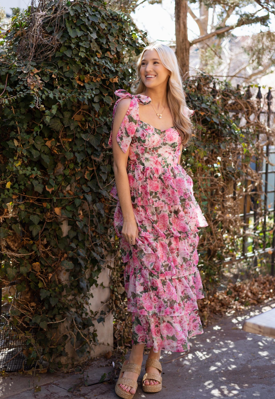 Olivia Floral Tiered Midi Dress