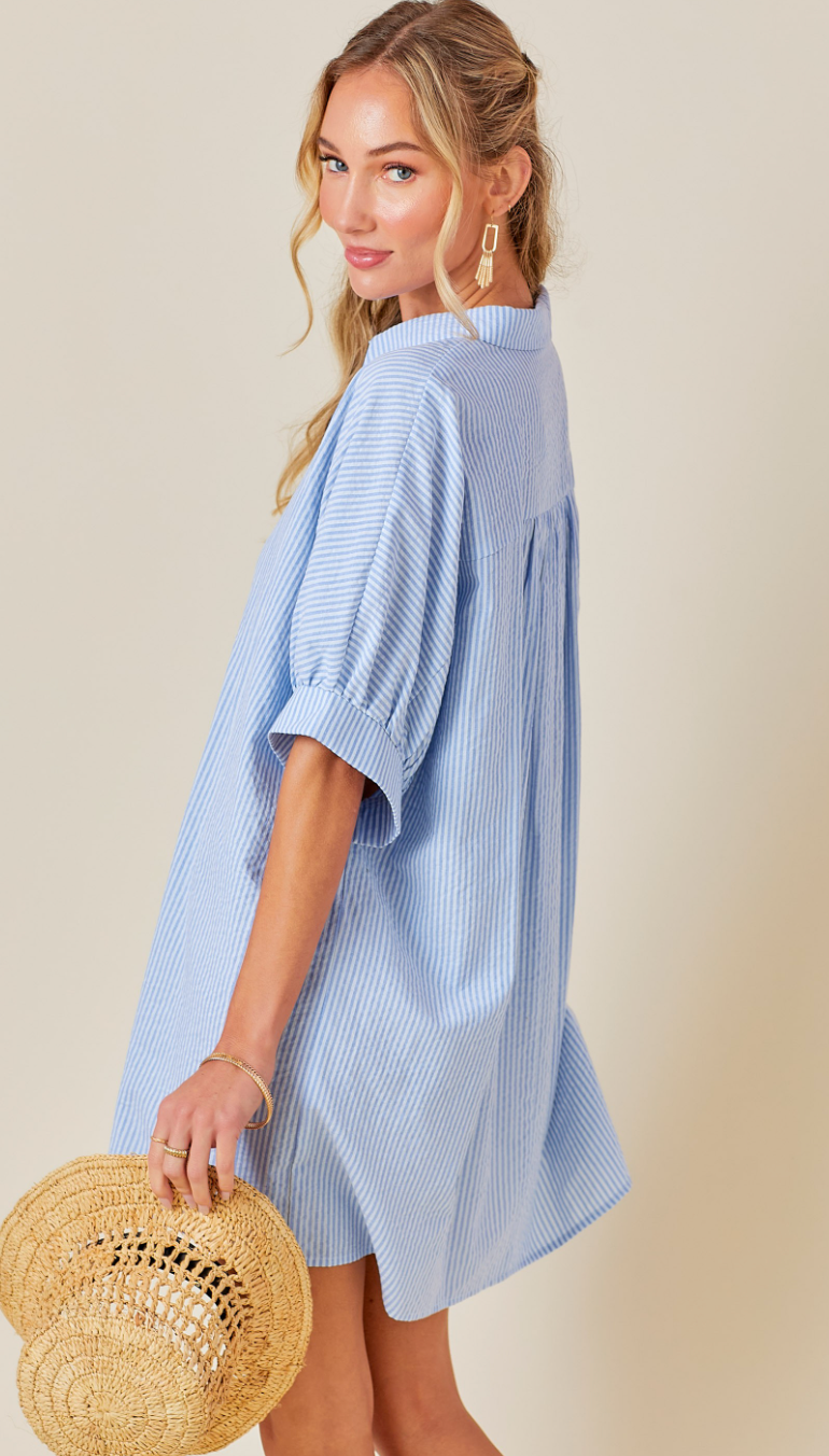 Button Down Shirt Dress Light Blue