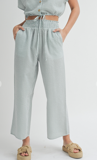 Seersucker Stripe Pants + Top Set of 2