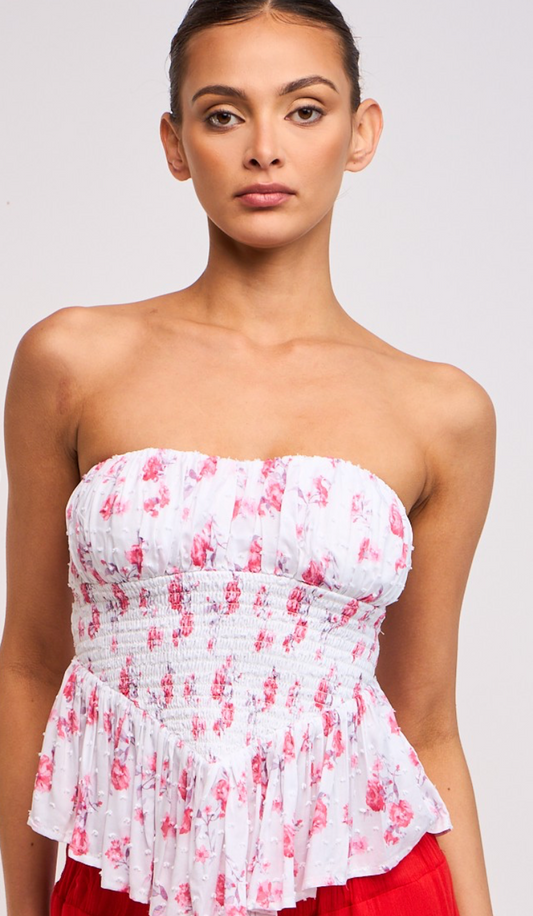 Strapless Pink Floral Top
