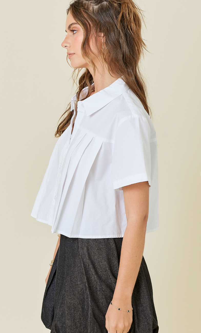 Boxy Pleat Shirt White