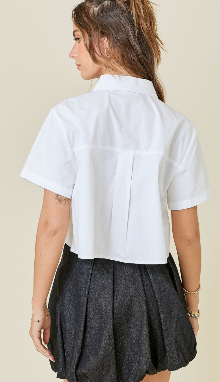 Boxy Pleat Shirt White