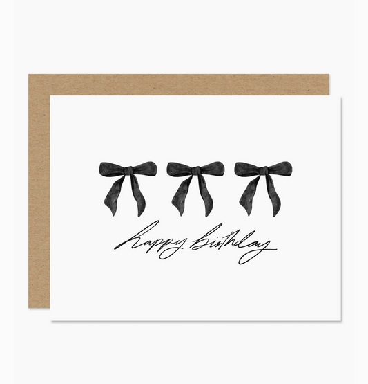 Happy Birthday Black Bow Card