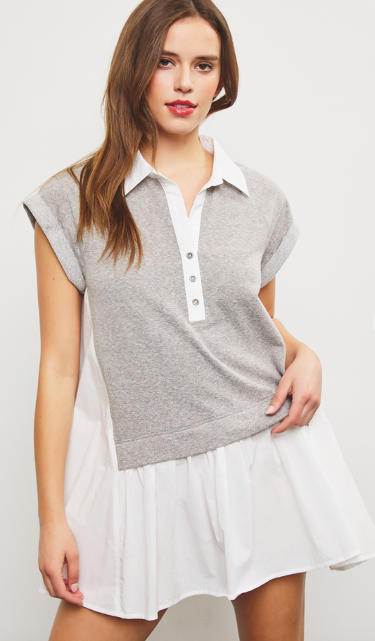 Grey Collared Shirt Dress