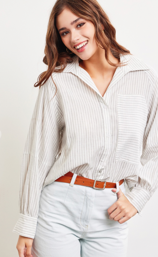 Heather Grey Stripe Shirt