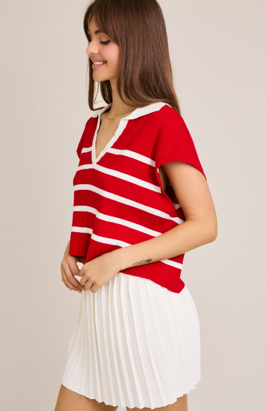 Red/White Stripe Sweater Vest