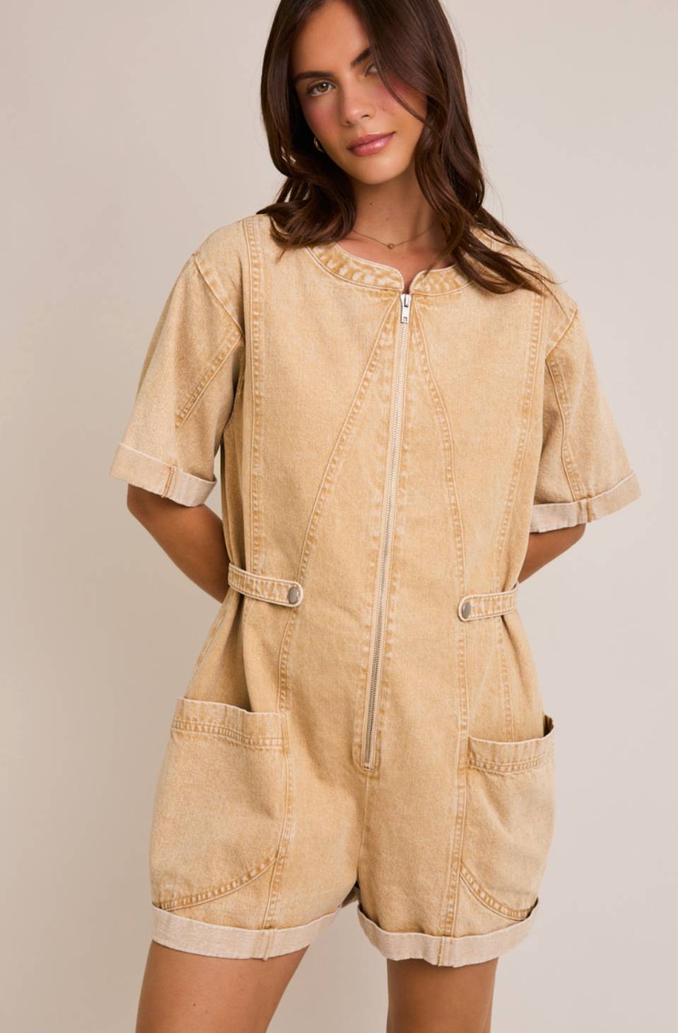 Tori Zip Up Closure Romper
