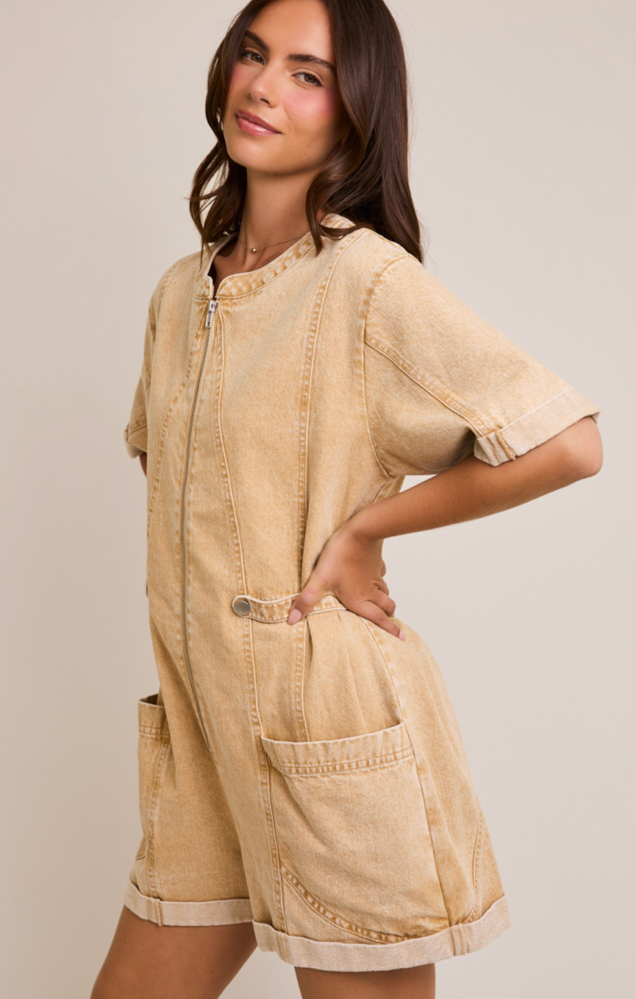 Tori Zip Up Closure Romper