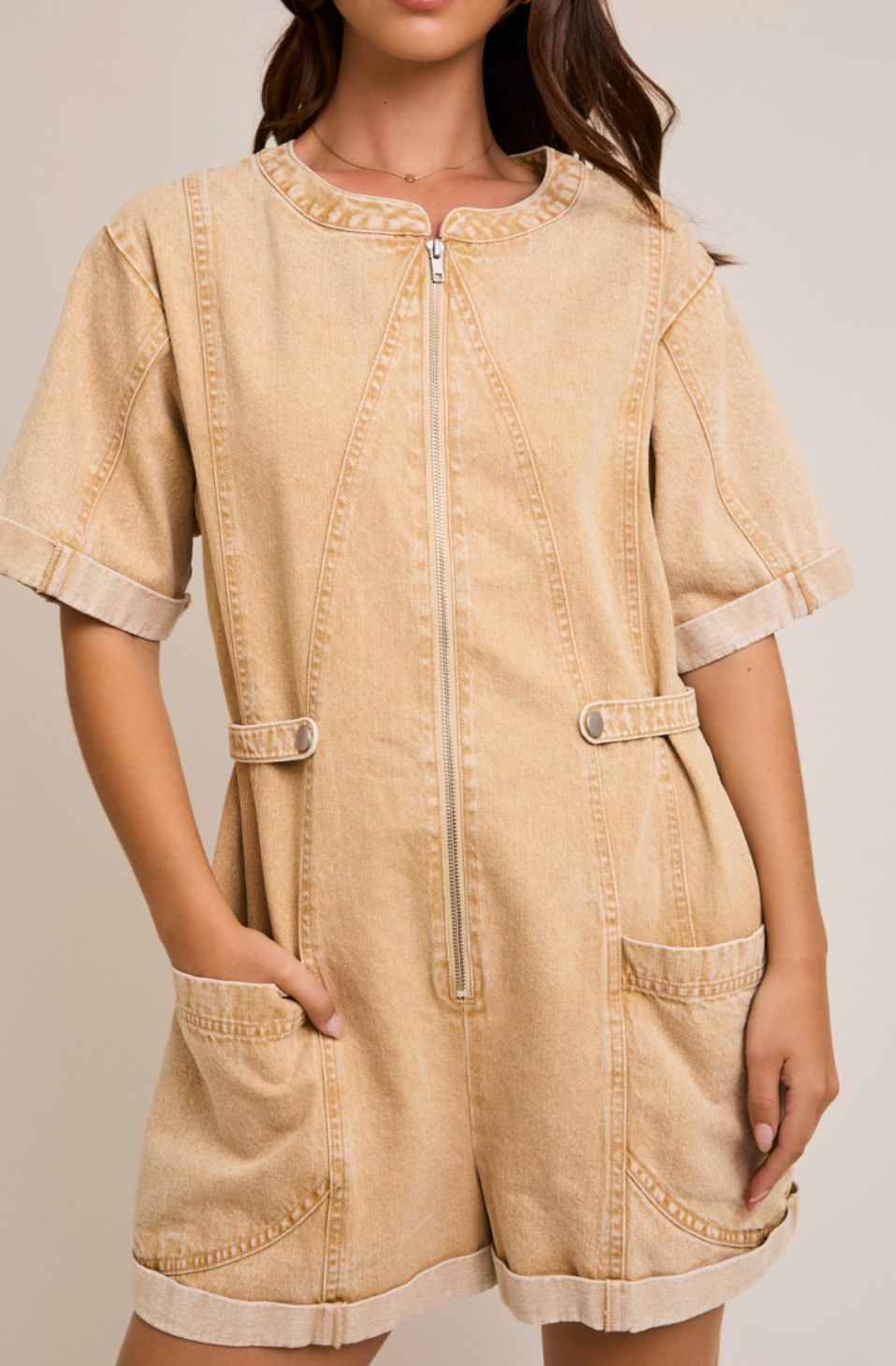 Tori Zip Up Closure Romper