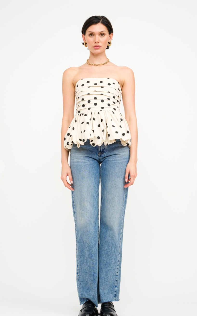 Polka Dot Bubble Hem Top