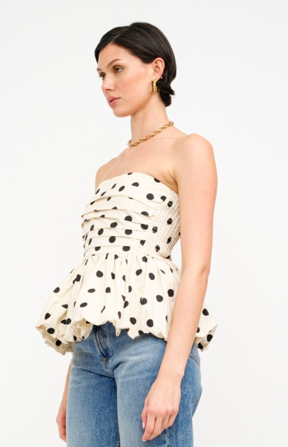 Polka Dot Bubble Hem Top