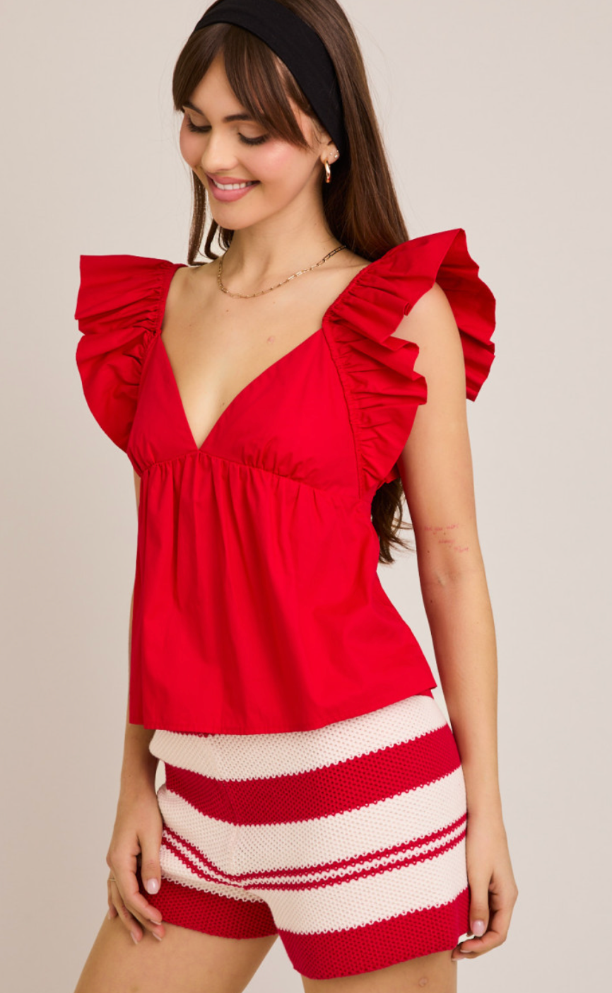 Red Tie Back Top