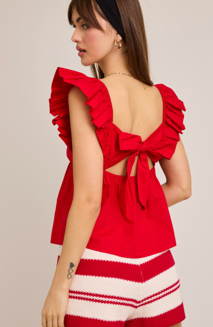 Red Tie Back Top