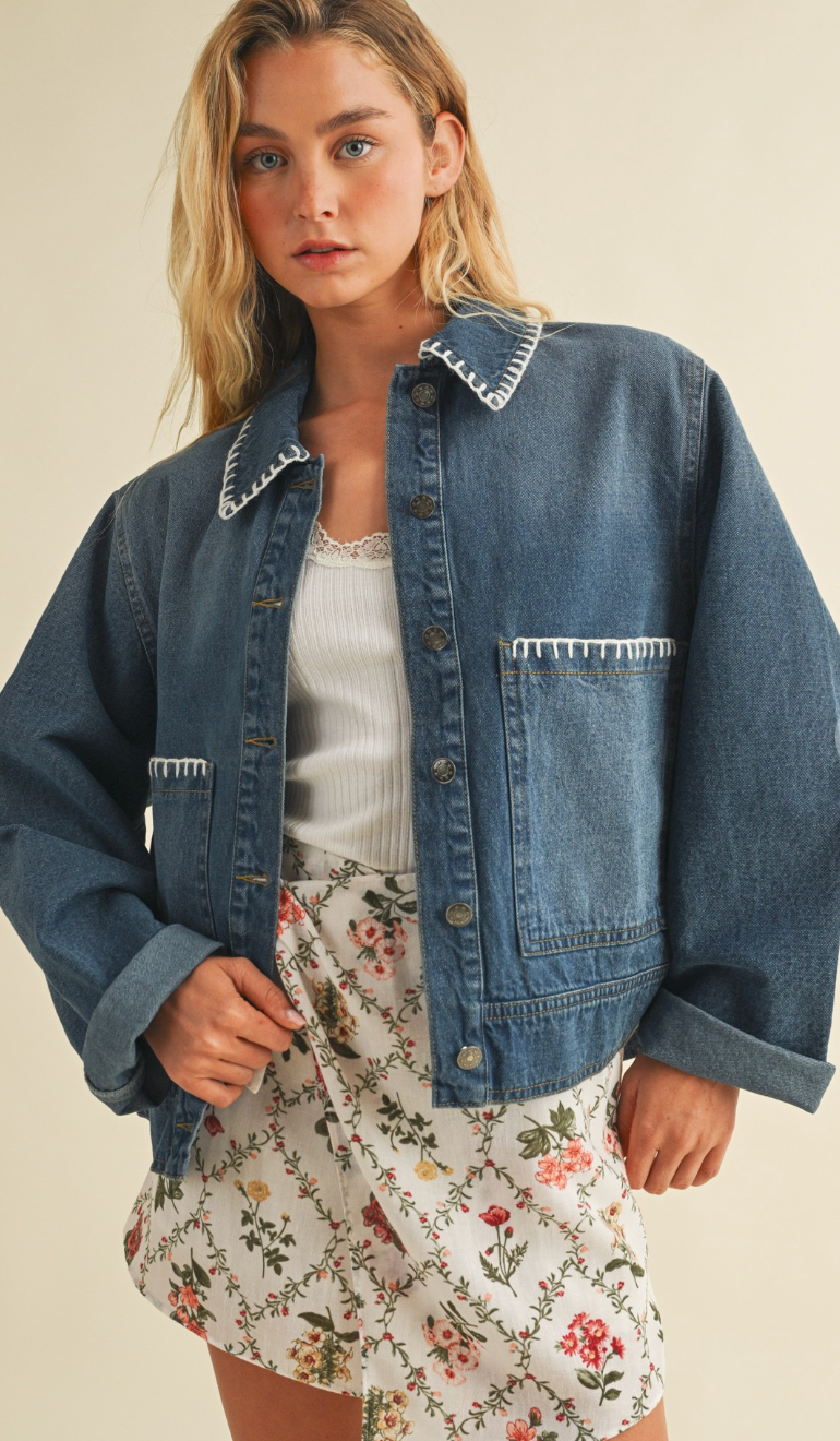 Brinn Blanket Stitch Denim Jacket