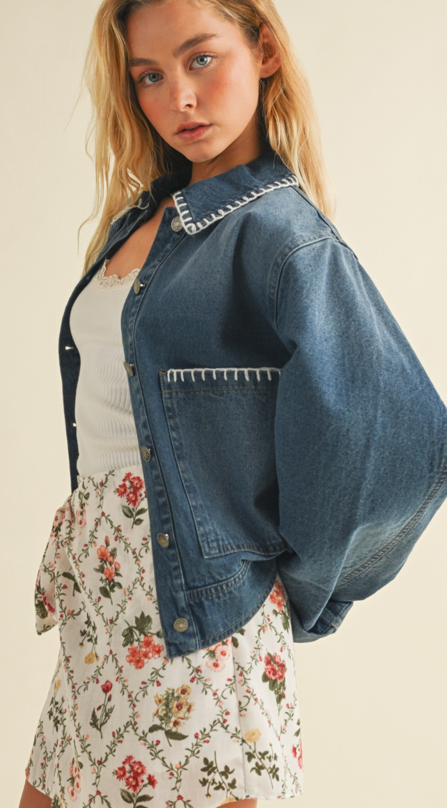 Brinn Blanket Stitch Denim Jacket
