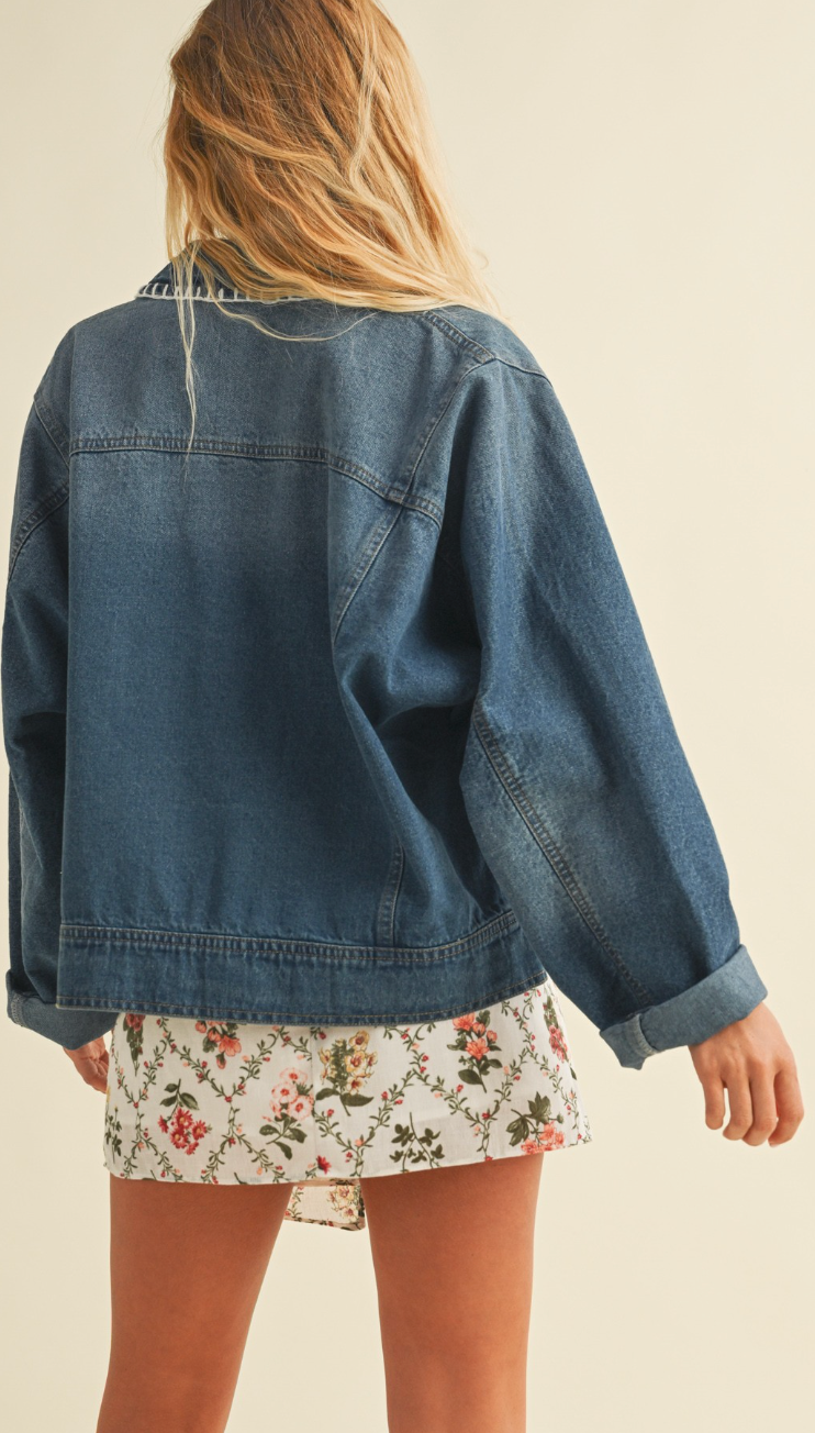 Brinn Blanket Stitch Denim Jacket