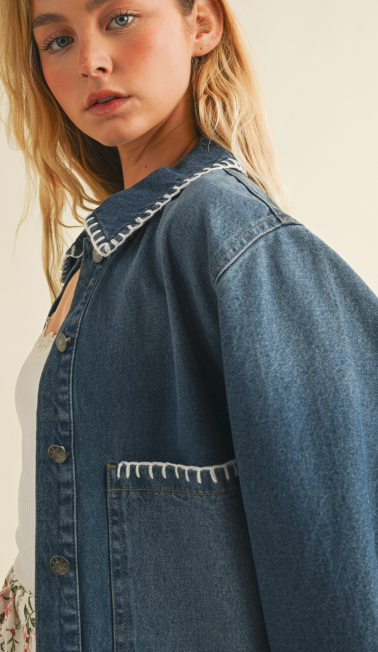 Brinn Blanket Stitch Denim Jacket