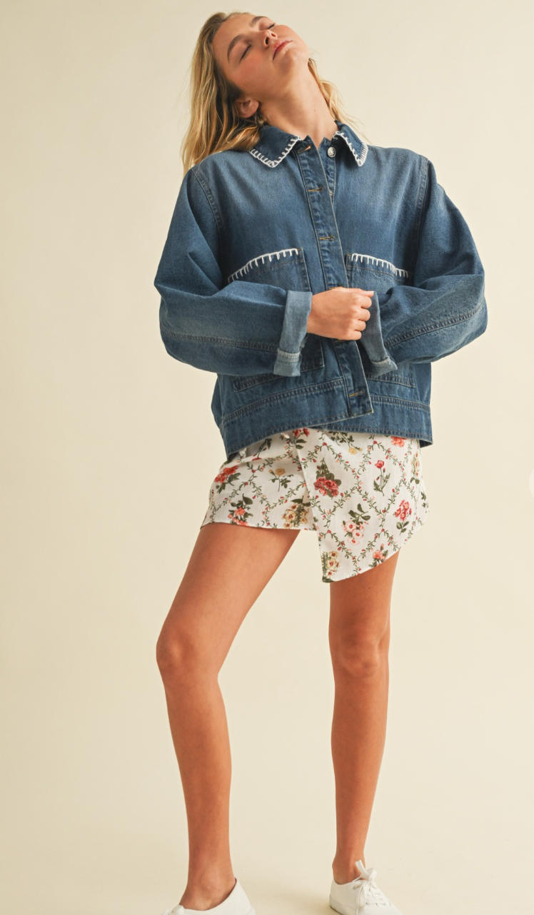 Brinn Blanket Stitch Denim Jacket