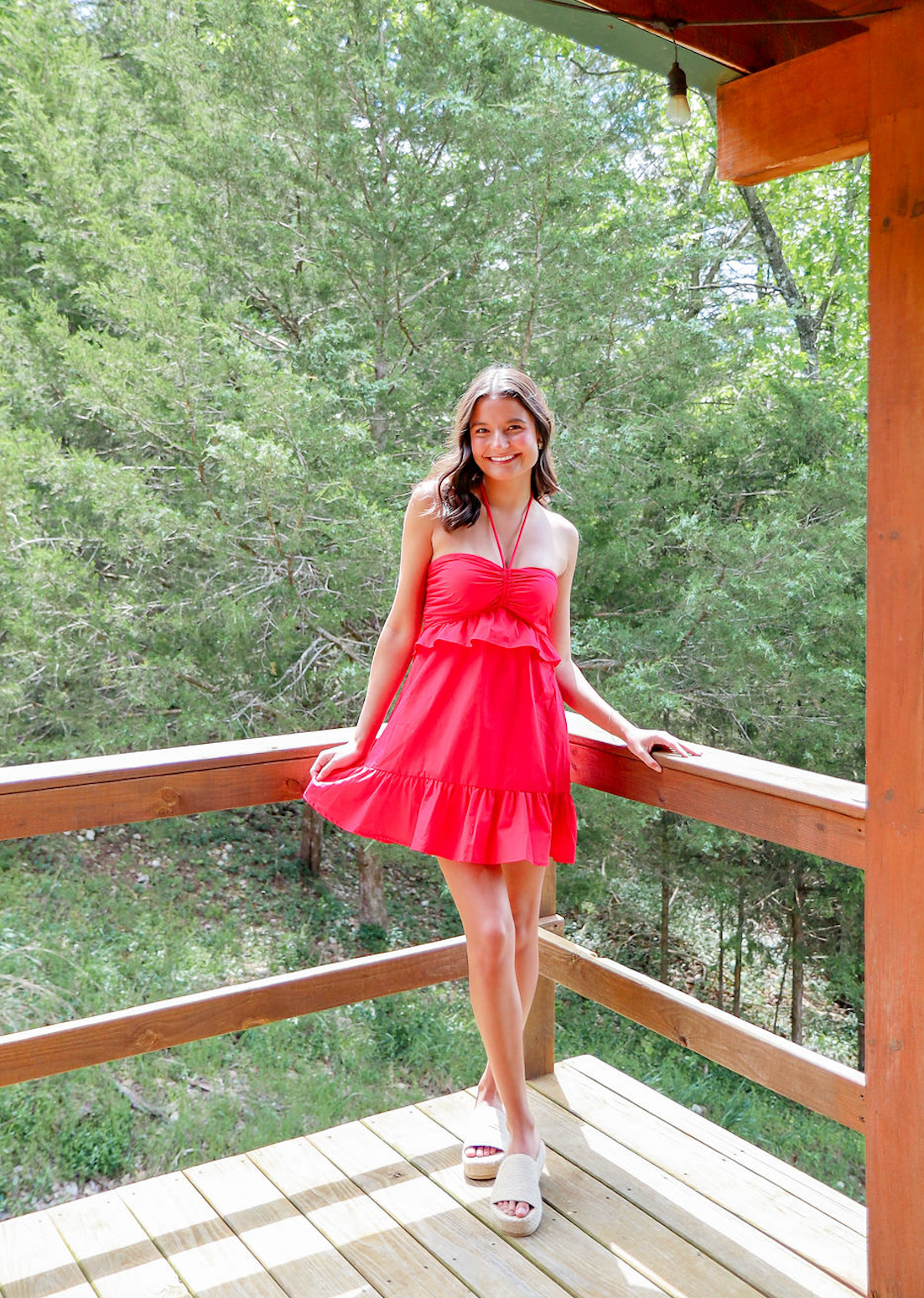 Red Halter Poplin Dress