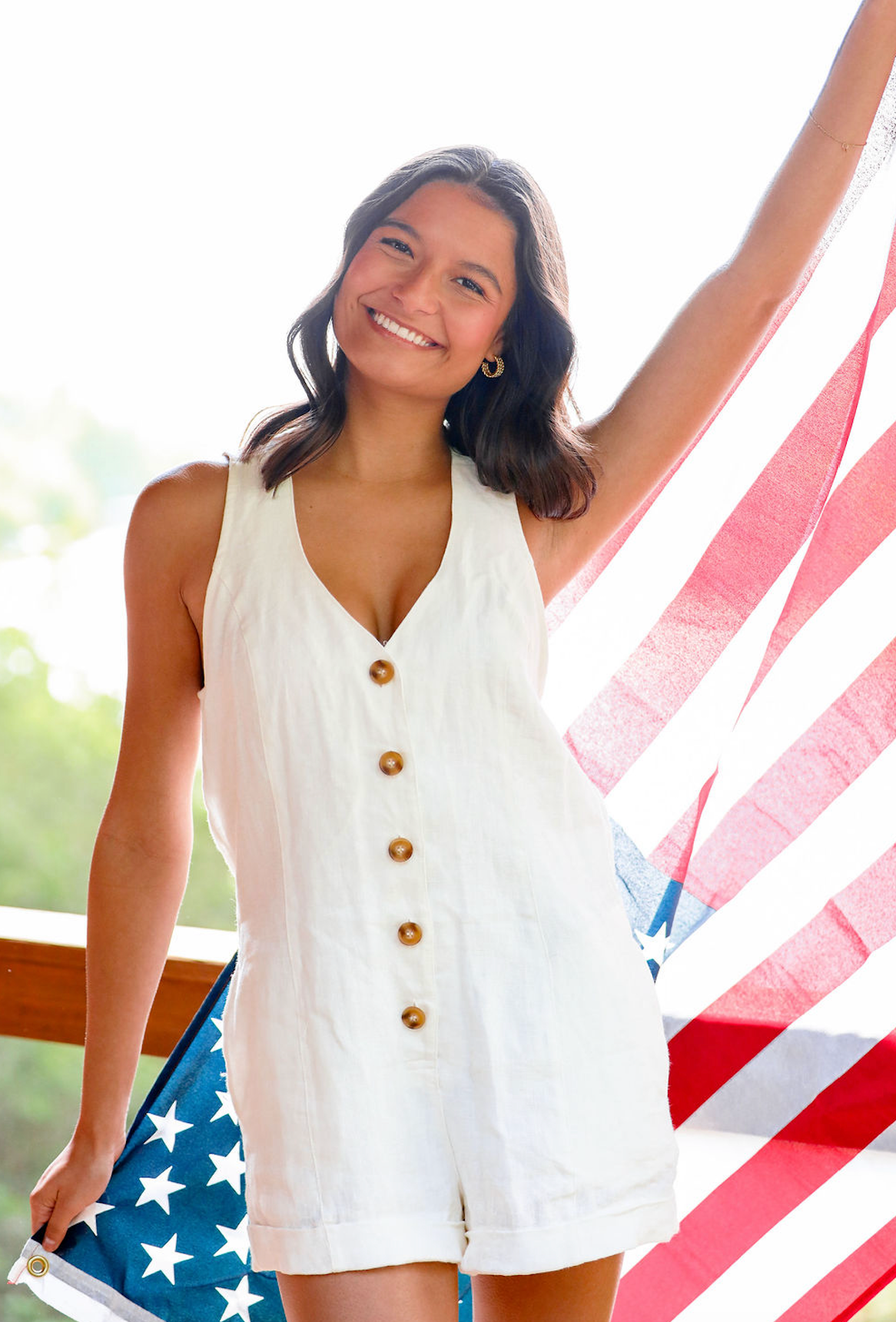 Jen Button Down Romper White