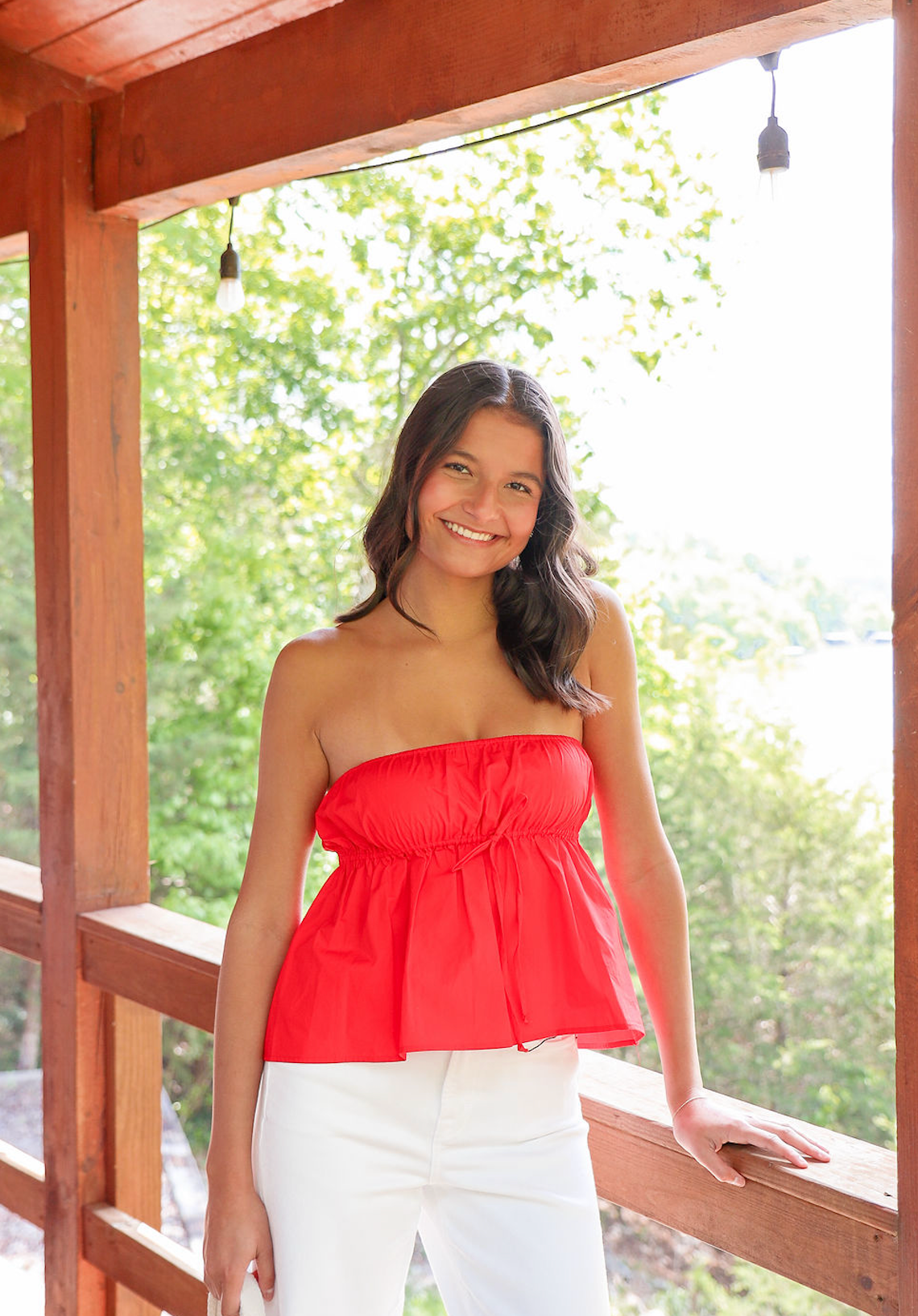 Strapless Tie Top Red