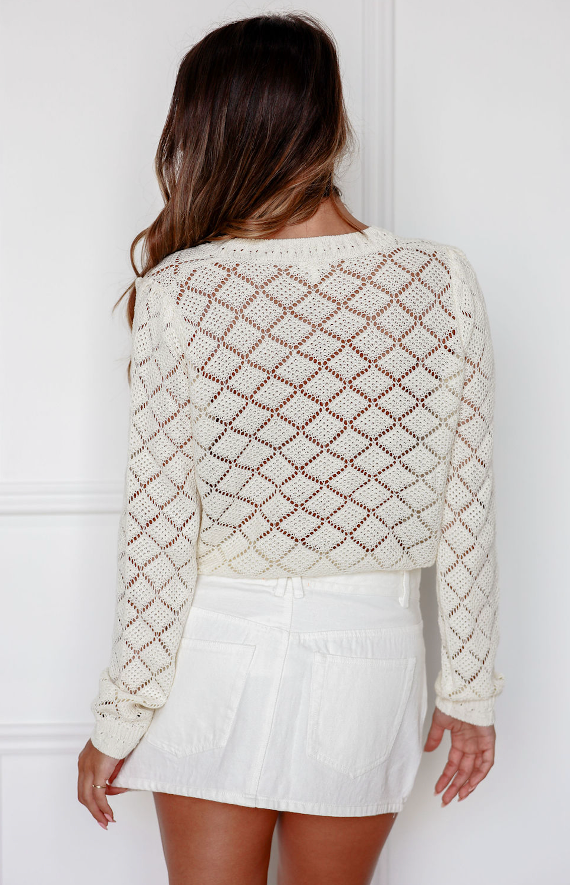 Stassi Cream Cropped Cardigan