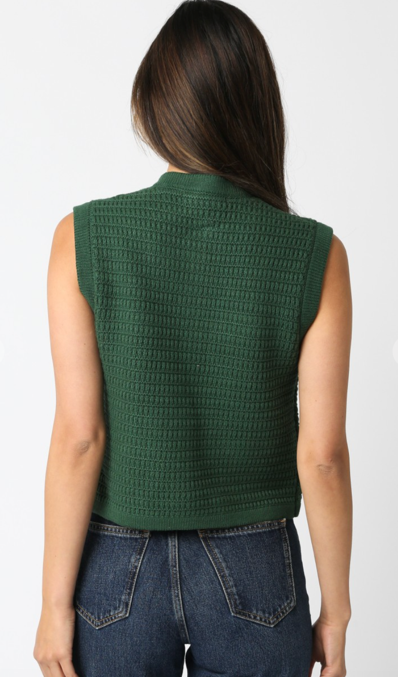 Selena Knit Button Top Green