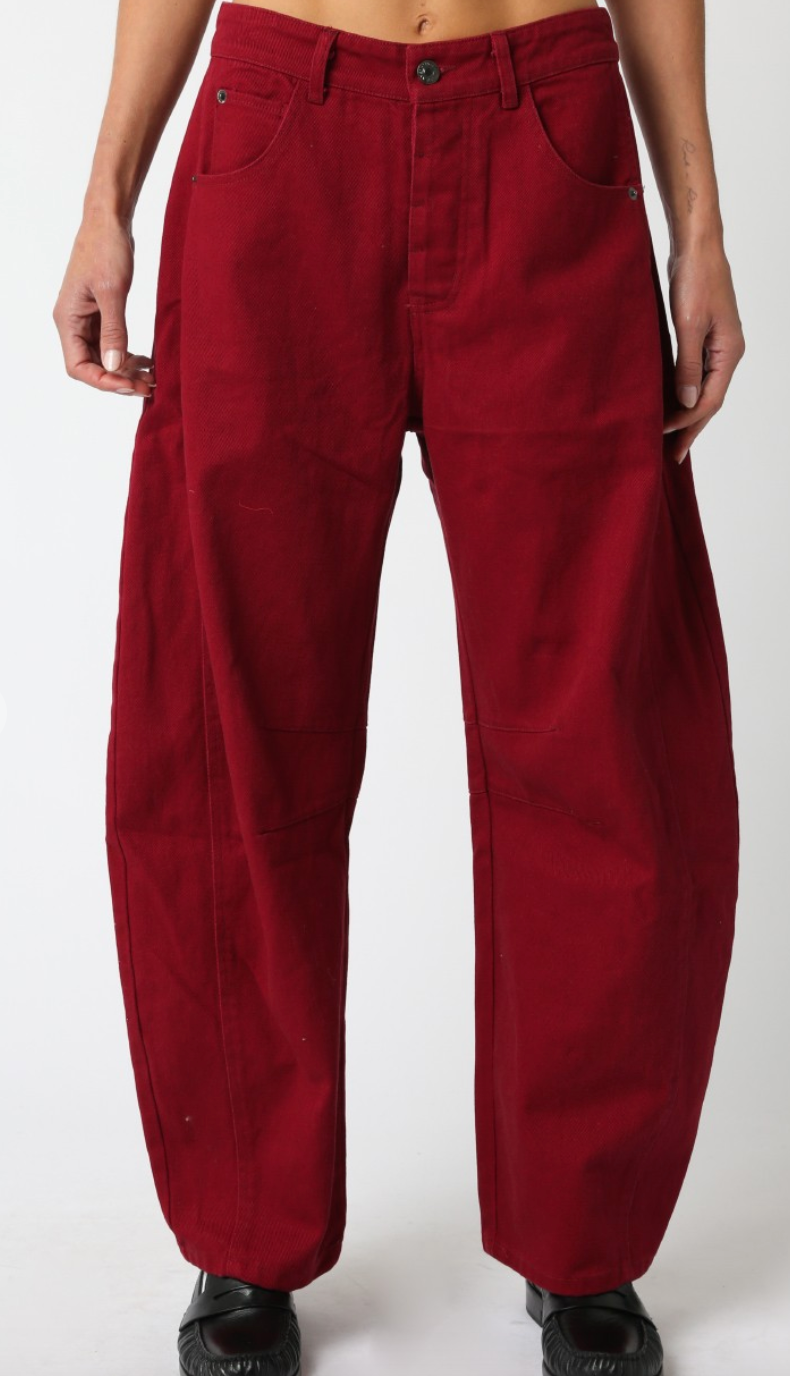 Burgundy Barrel Leg Jeans
