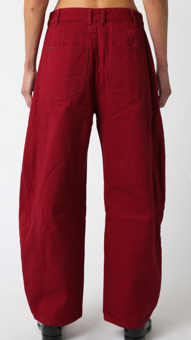 Burgundy Barrel Leg Jeans
