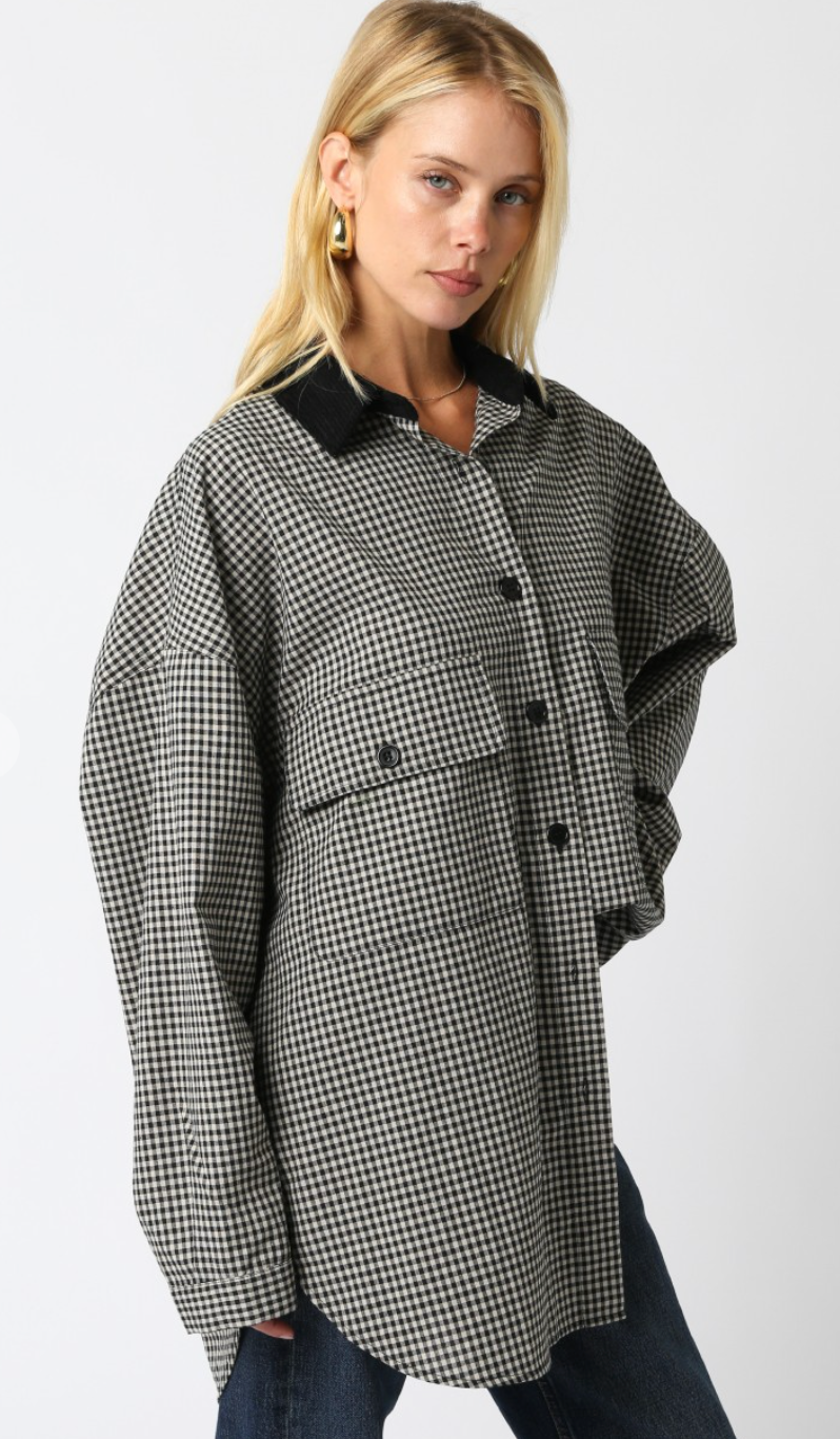 Black Gingham Oversized Shirt