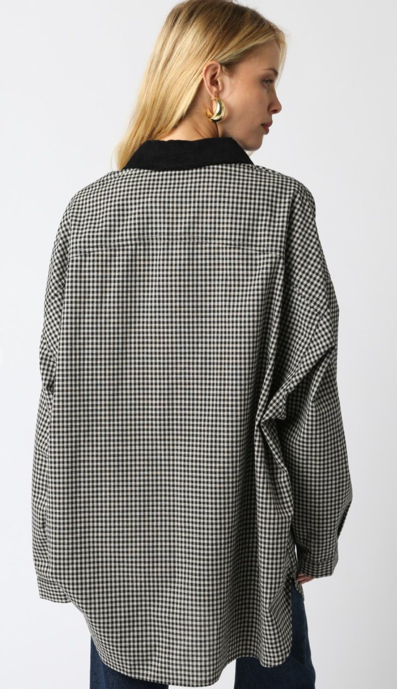 Black Gingham Oversized Shirt