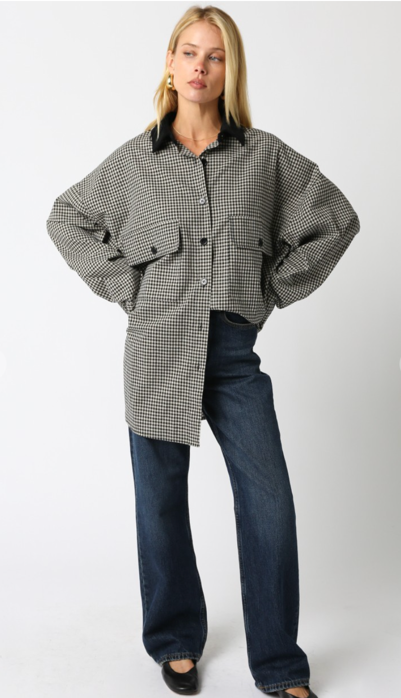 Black Gingham Oversized Shirt