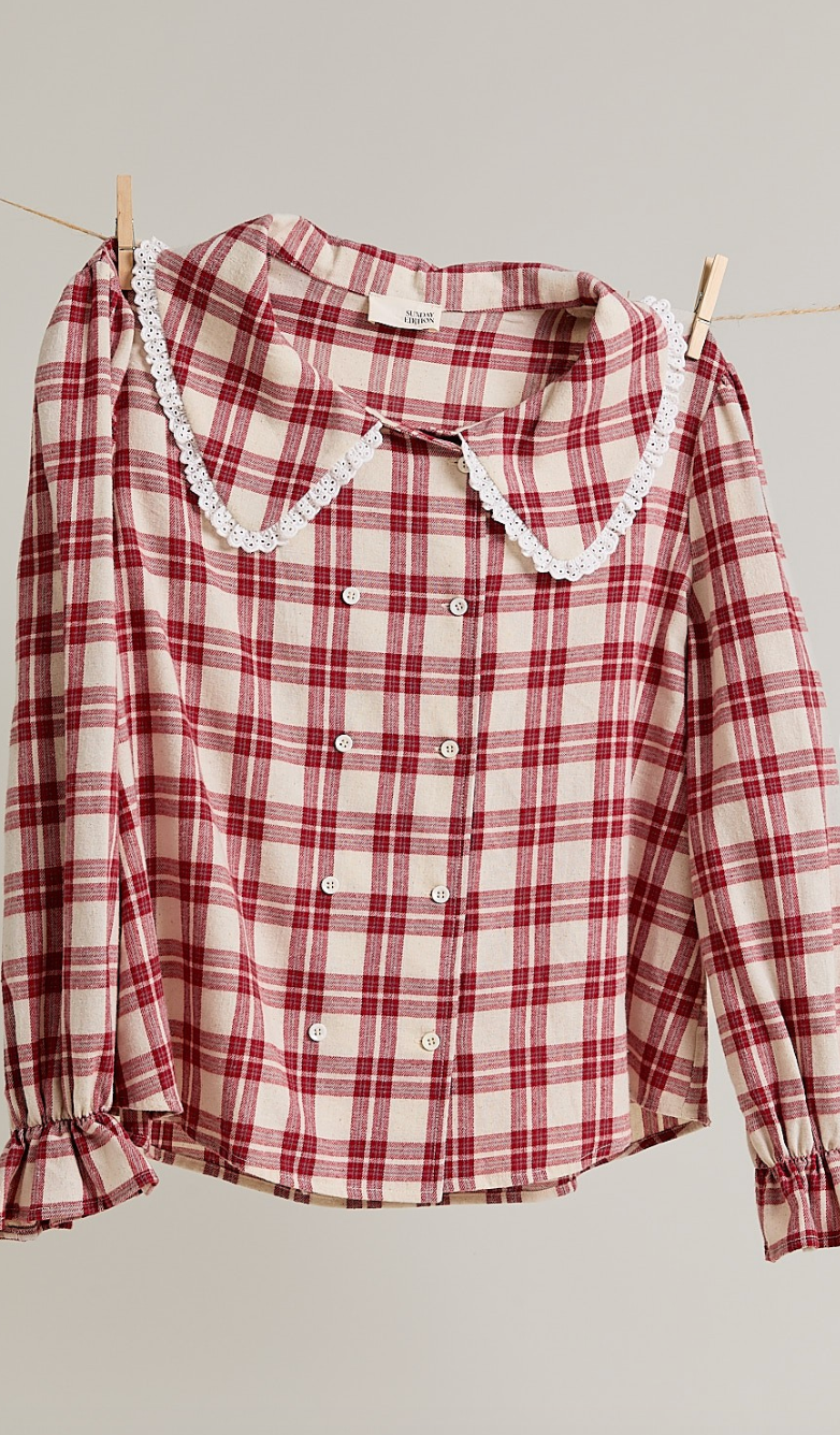 Plaid Peter Pan Collar Shirt