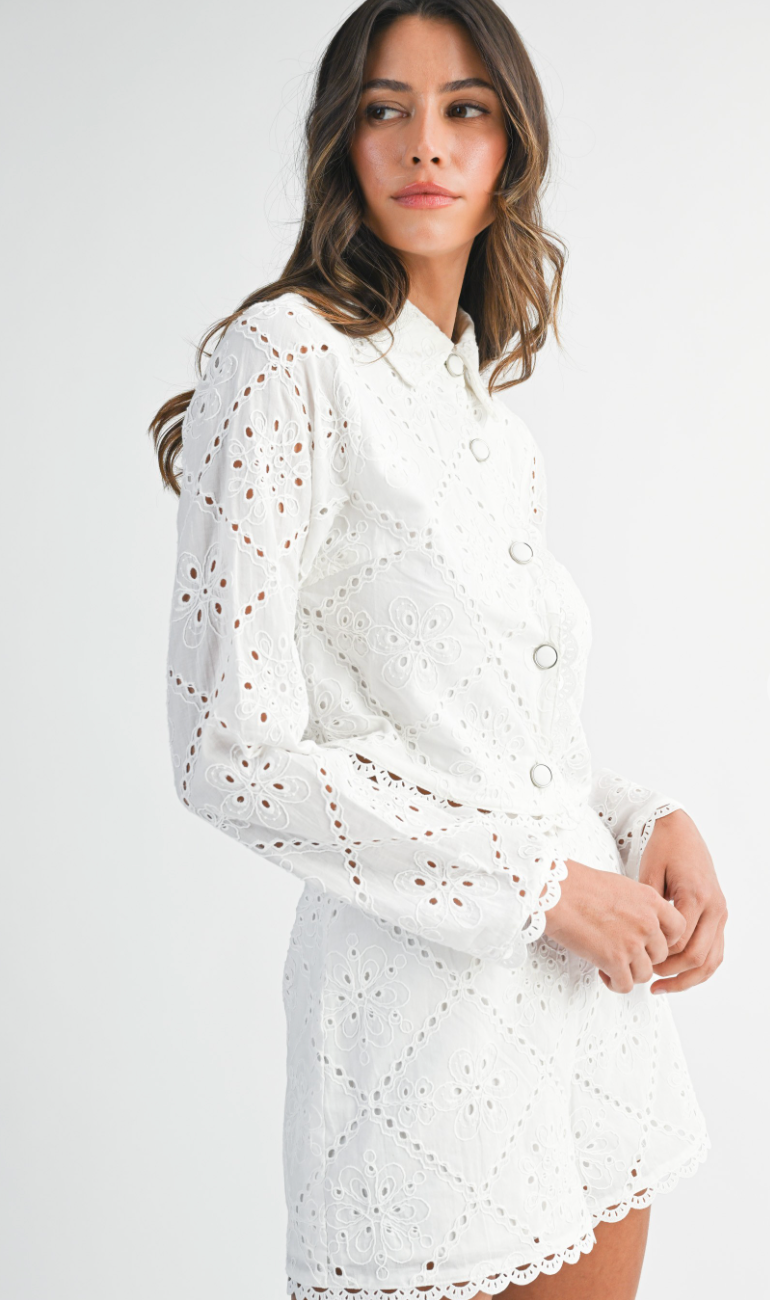 White Eyelet Top & Shorts Set of 2