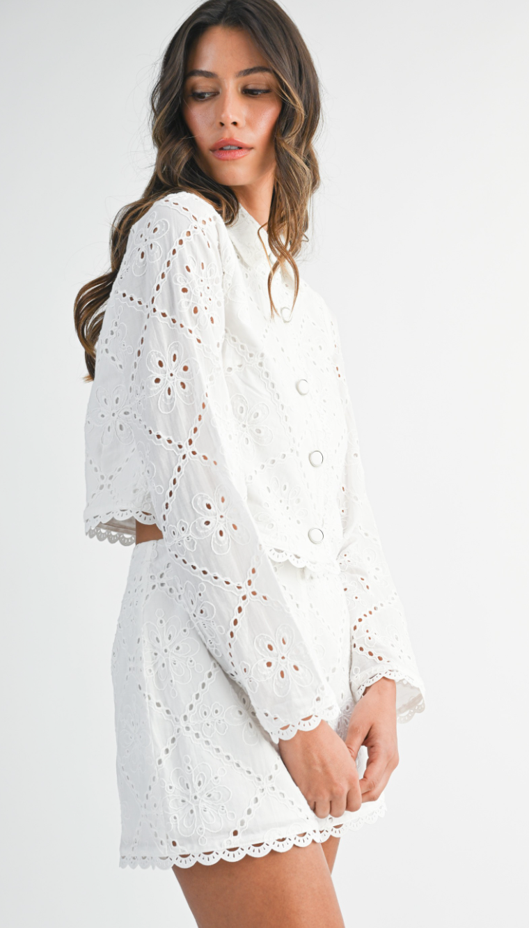 White Eyelet Top & Shorts Set of 2