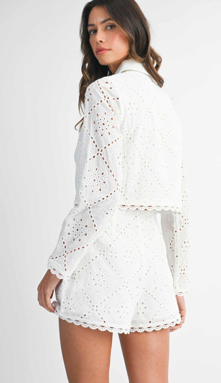 White Eyelet Top & Shorts Set of 2