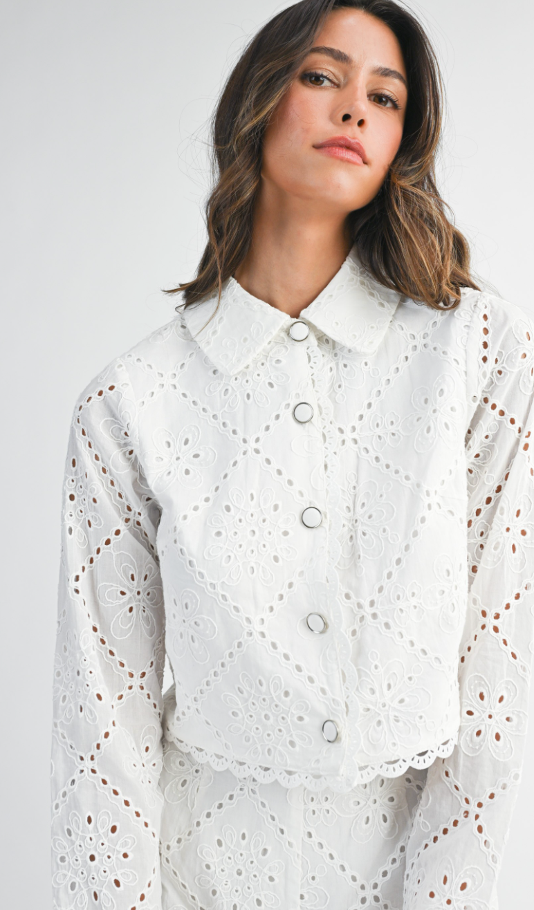 White Eyelet Top & Shorts Set of 2