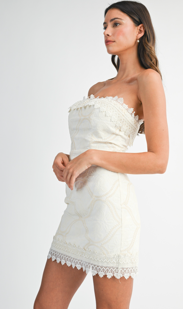 Strapless Crochet Hem Dress