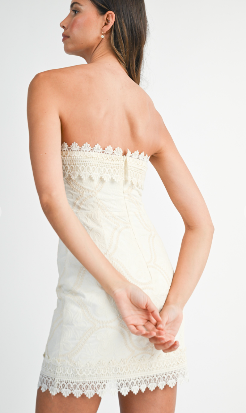 Strapless Crochet Hem Dress