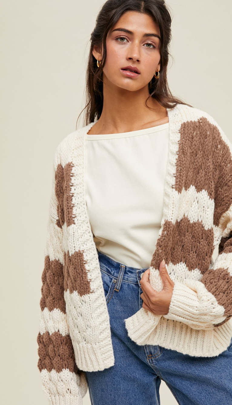 Textured Stripe Sweater Cardigan