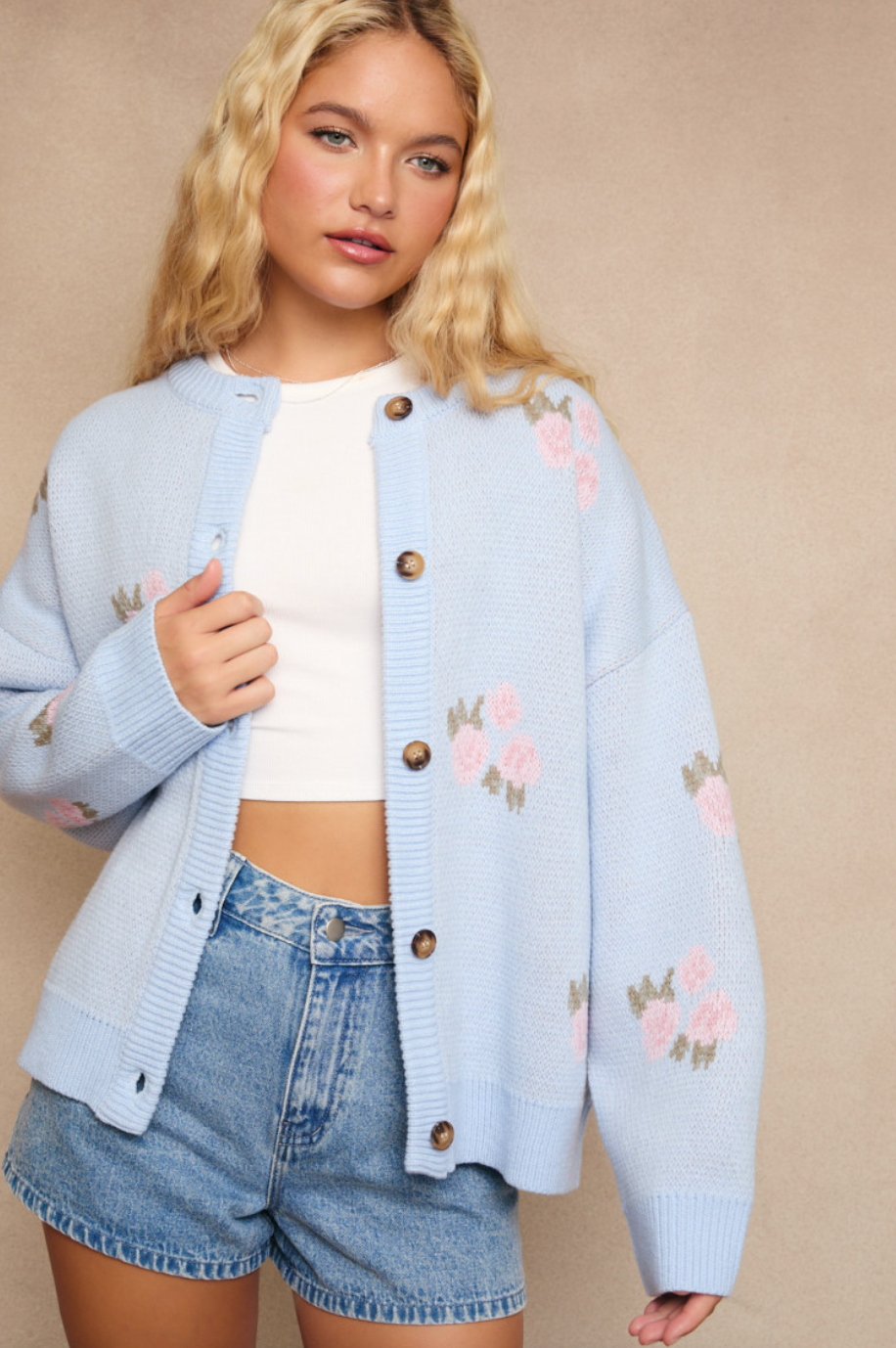 Light Blue Rose Cardigan