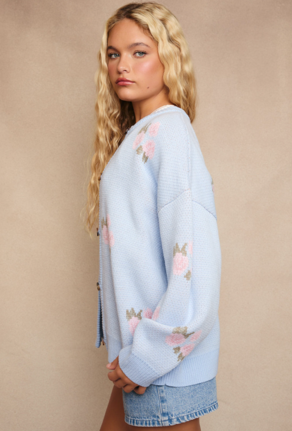 Light Blue Rose Cardigan