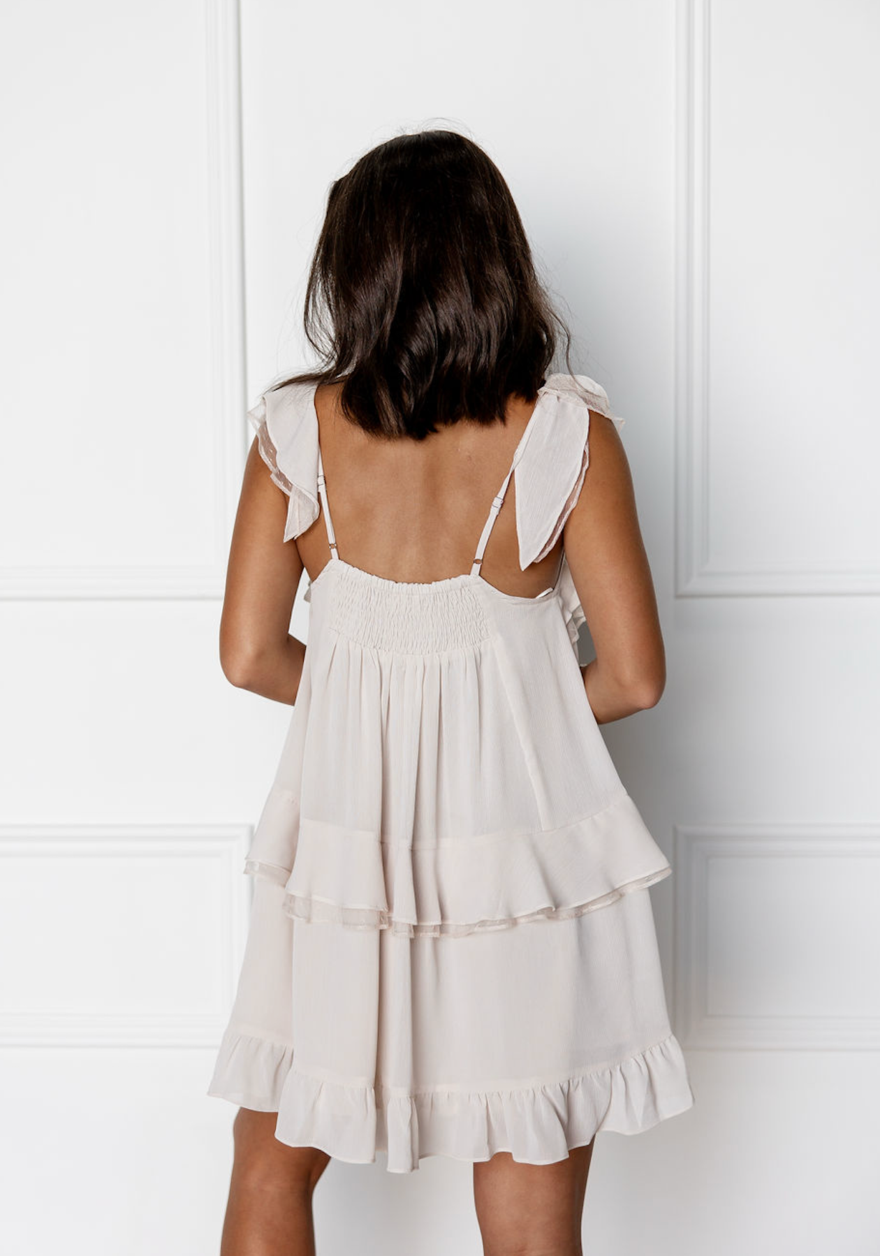 Frilly Ruffle Dress Taupe