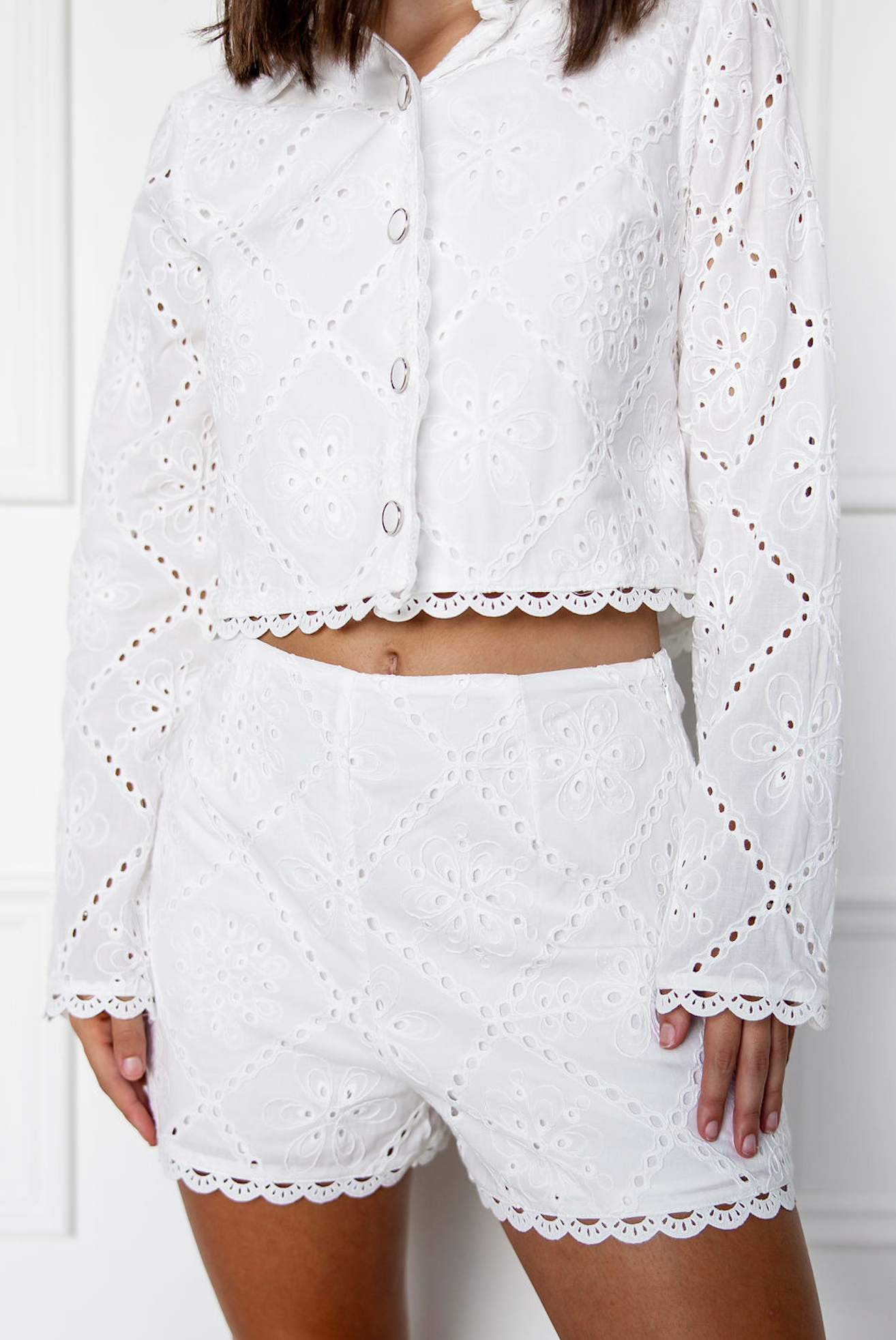 White Eyelet Top & Shorts Set of 2
