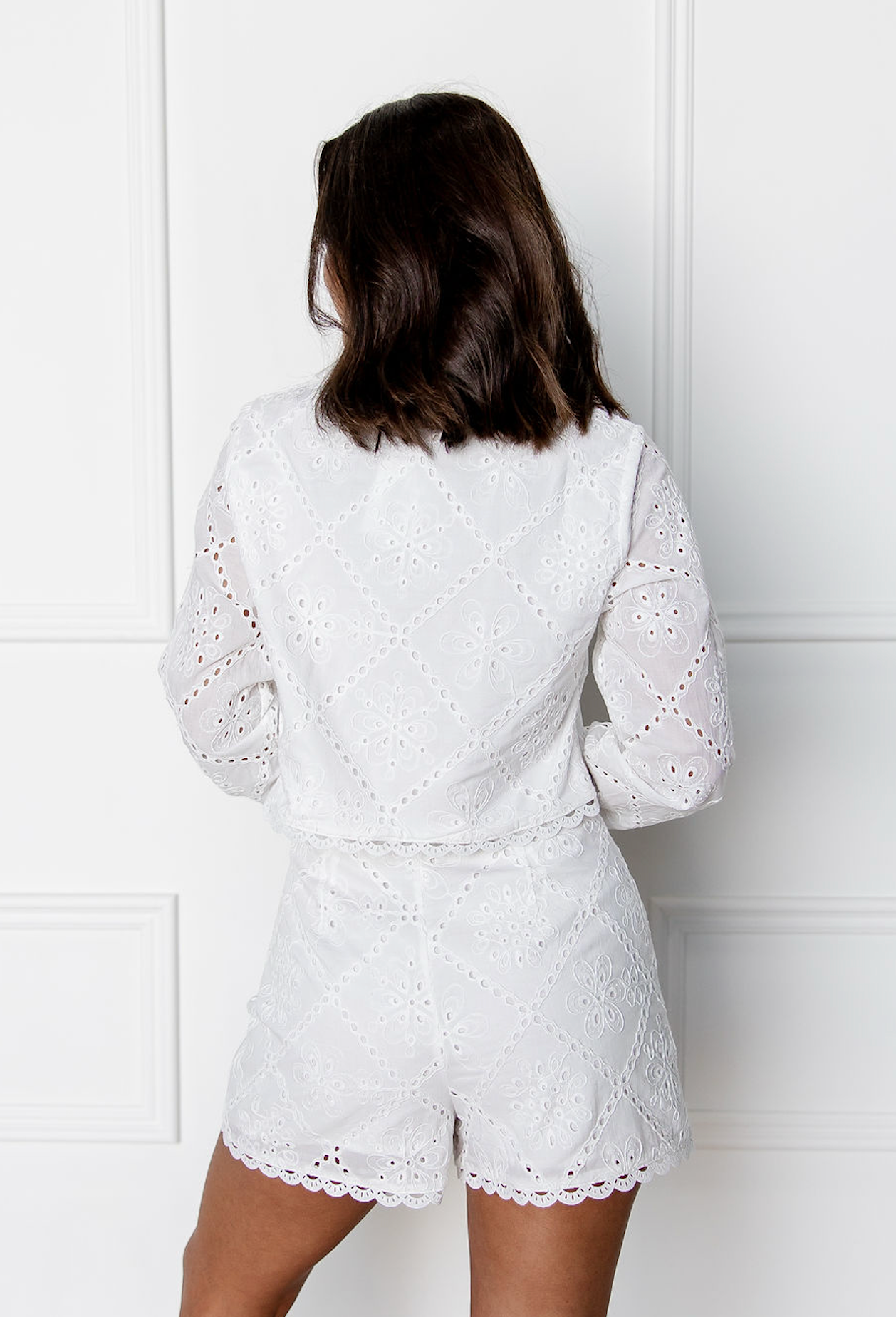 White Eyelet Top & Shorts Set of 2