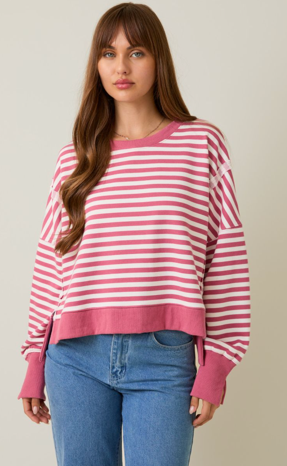 Mauve Stripe Crewneck