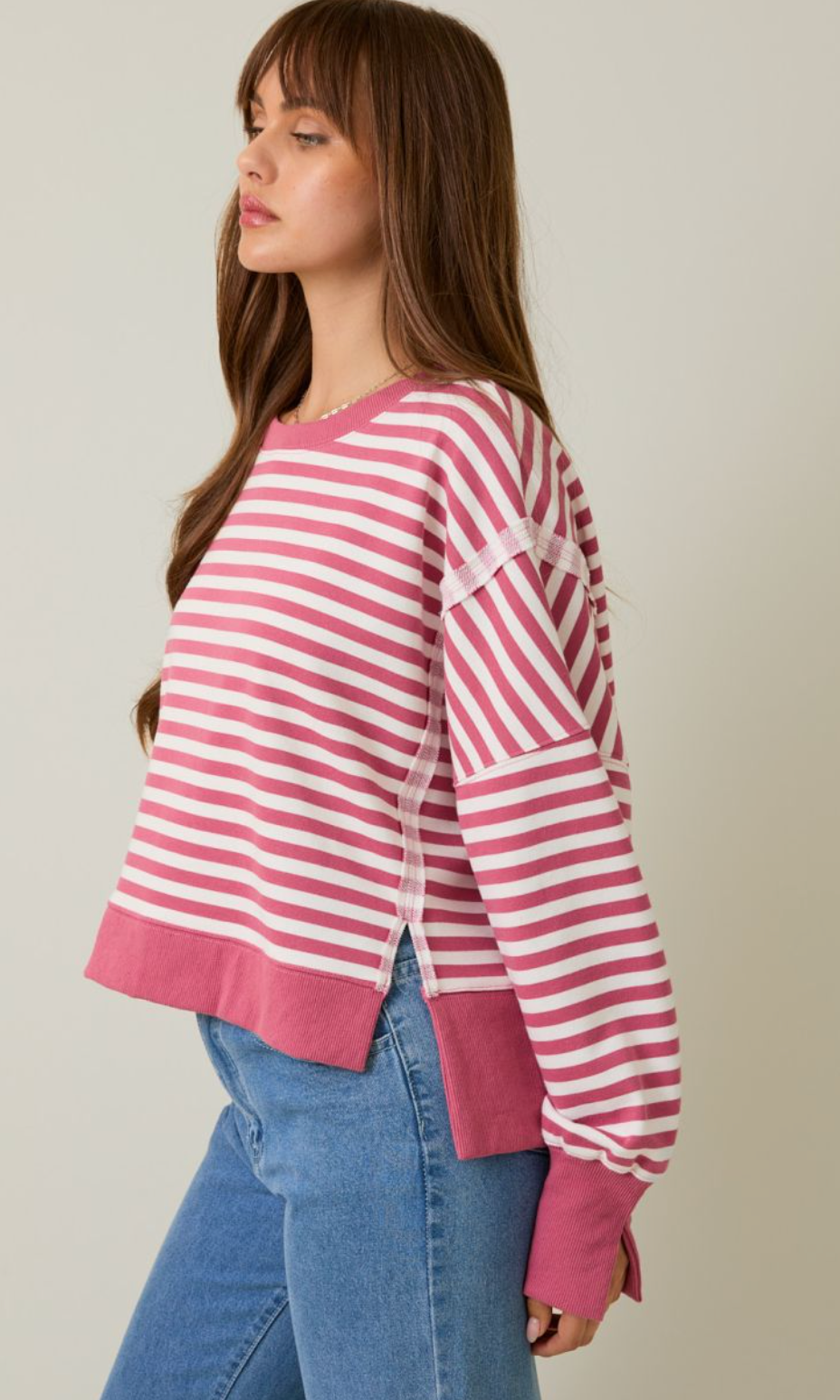 Mauve Stripe Crewneck
